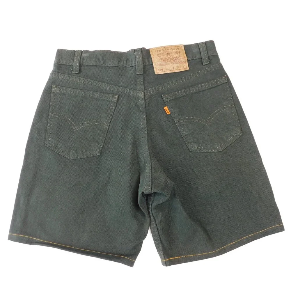 Levi's 550 Orange Tab Green Denim Shorts | Y2K | Vintage | EUC | W30 L11 - Picture 4 of 7